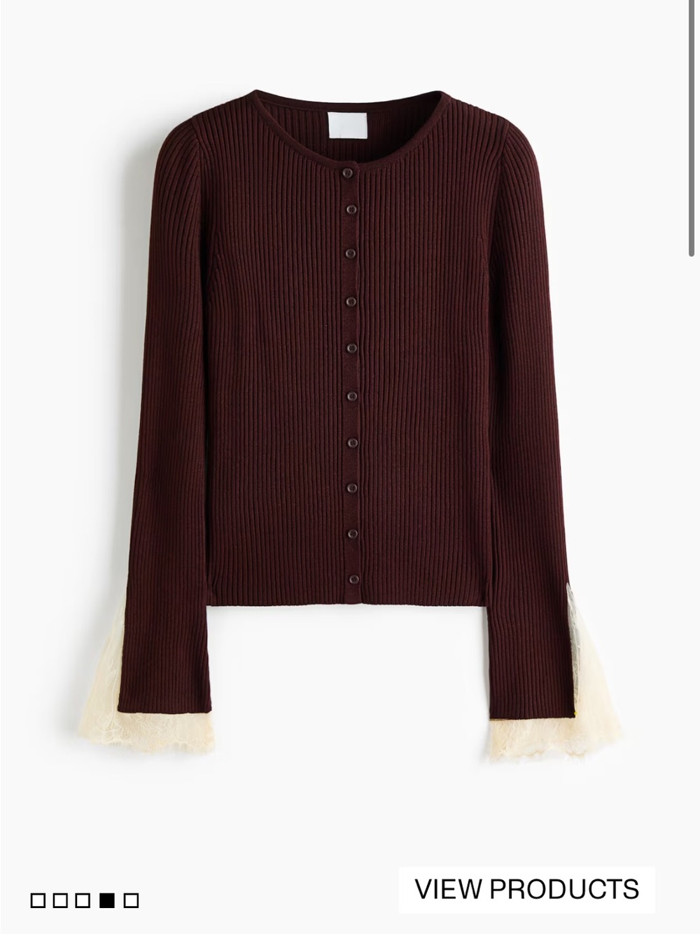 BNWT H&M GILET EN TRICOT CÔTELÉ AVEC DENTELLE